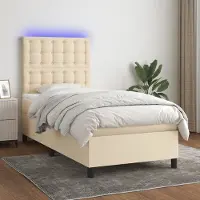 Prolenta Maison Exclusive - Sommier à lattes de lit et matelas et LED Crème 90x200 cm Tissu