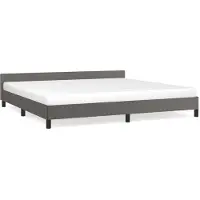 Syfax Cadre de lit avec tête de lit sans matelas gris 200x200 cm