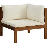 Syfax Canapé d'angle sectionnel et coussin blanc crème Bois d'acacia
