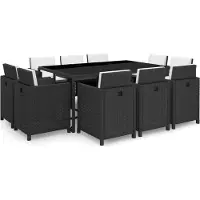 Prolenta Maison Exclusive - Ensemble de salon de jardin 11 pièces avec coussins en polyrotin noir