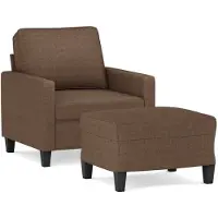 vidaXL Fauteuil avec pouf Marron 60 cm Tissu