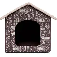 HOBBYDOG Coussin pour chien Niche pour chien Lit pour animal Lit pour chat - Standard - 38 x 38 x 32 cm [Taille : R1] - Marron avec texte