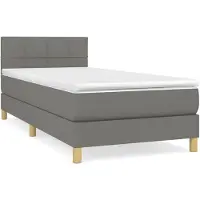 Syfax Sommier à lattes de lit avec matelas Gris foncé 90x200 cm Tissu