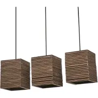 Ledvance Suspension à 3 flammes Decor Cardboard Square marron en carton ondulé, E27, 830 mm de long, abat-jour en matériau recyclé, durable grâce à la source lumineuse interchangeable, montage simple