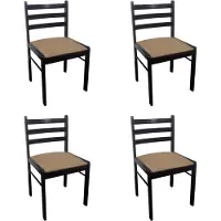 Syfax Chaises à manger lot de 4 marron hévéa solide et velours