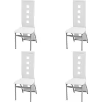 The Living Store Chaises de salle à manger 4 pcs. Blanc Similicuir