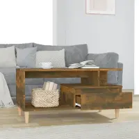 vidaXL Table basse chêne fumé 90x49x45 cm Bois composite - Table basse - Tables basses - Table d'appoint - Table de salon