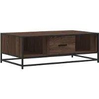 Syfax Table basse chêne marron 100x57x35cm bois d'ingénierie et métal