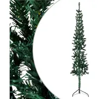 Syfax Demi sapin de Noël artificiel mince avec support Vert 150 cm