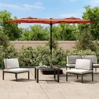 Prolenta Maison Exclusive - Parasol double avec éclairage LED, couleur terracotta, dimensions 316 x 145 cm