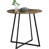 En.casa Table de cuisine Vaggeryd 78x80cm Table de salle à manger Piètement métallique Teinte bois foncé