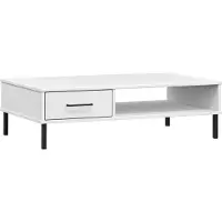 Syfax Table basse avec pieds en métal Blanc Bois pin massif OSLO