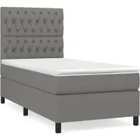 Syfax Sommier à lattes de lit avec matelas Gris foncé 90x200 cm Tissu