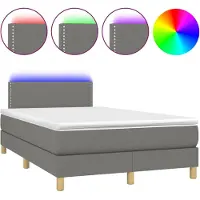 vidaXL Lit boxspring avec matelas & LED gris foncé 120x190 cm Tissu