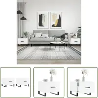 The Living Store Tables basses 2 pcs. Blanc brillant 50x50x40 cm Bois composite