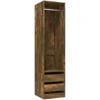 Syfax Armoire avec tiroirs Chêne fumé 50x50x200 cm Bois d'ingénierie