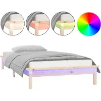 Syfax Cadre de lit à LED sans matelas 90x200 cm bois massif