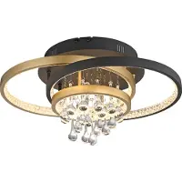Paul Neuhaus Lampe de plafond LED en cristal, dimmable via un interrupteur mural, décorative, noir/laiton, pour salon, couloir, chambre à coucher