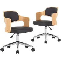 Syfax Chaises pivotantes à manger lot de 2 bois courbé et similicuir