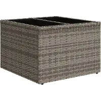 Syfax Table de jardin dessus en verre gris 55x55x37 cm résine tressée