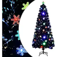 Syfax Sapin de Noël et flocons de neige LED Noir 180 cm Fibre optique