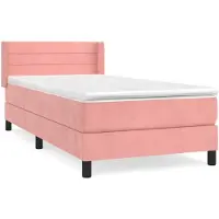 vidaXL Lit boxspring avec matelas rose 90x200 cm velours