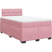 vidaXL Lit boxspring avec matelas rose 120x200 cm velours
