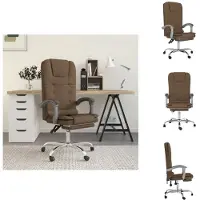 vidaXL Chaise de bureau avec fonction massage Marron Tissu - Chaises de bureau