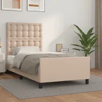 Prolenta Maison Exclusive - Cadre de lit avec tête de lit, marron cappuccino, 100 x 200 cm, simili cuir