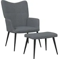 Syfax Chaise de relaxation avec tabouret Gris foncé Tissu