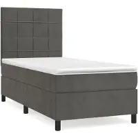 Syfax Sommier à lattes de lit et matelas Gris foncé 90x200 cm Velours