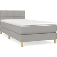 Syfax Sommier à lattes de lit avec matelas Gris clair 80x200 cm Tissu