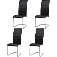 Syfax Chaises à manger cantilever lot de 4 noir similicuir