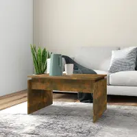 vidaXL Table basse chêne fumé 68x50x38 cm Bois composite - Table basse - Tables basses - Table d'appoint - Table de salon
