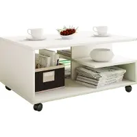 VCM Table basse en bois simple | Rouleaux souples | Dimensions env. H. 41 x W. 80 x D. 50 cm | Table basse enroulable - Stango L
