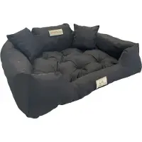 AIO Factory Grand lit pour chien Lit pour chat 75 x 65 Noir- Kingdog + cadeau