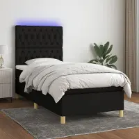 Prolenta Maison Exclusive - Sommier à lattes de lit et matelas et LED Noir 100x200 cm Tissu