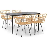 Syfax Ensemble à manger de jardin 5pcs Résine tressée
