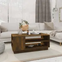 vidaXL Table basse chêne fumé 102x55x43 cm Bois composite - Table basse - Tables basses - Table de salon - Table basse