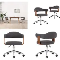 vidaXL Chaise de salle à manger 2 pcs. Pivotant Gris Bois courbé et tissu - Chaise de salle à manger - Chaise de salle à manger - Chaise de salle à manger