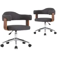 Syfax Chaises pivotantes à manger lot de 2 gris bois courbé et tissu
