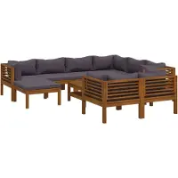 vidaXL Ensemble de salon de jardin 10 pièces avec revêtement en bois massif d'acacia