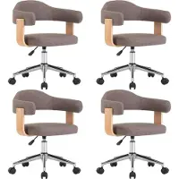 Syfax Chaises pivotantes à manger lot de 4 taupe bois courbé et tissu
