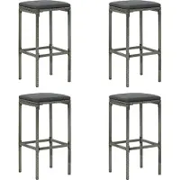 Prolenta Maison Exclusive - Lot de 4 tabourets de bar avec coussins, en polyrotin gris