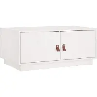 Syfax Table basse Blanc 80x50x35 cm Bois massif de pin