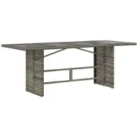 Syfax Table de jardin avec dessus en verre gris résine tressée