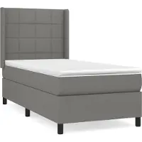 Syfax Sommier à lattes de lit avec matelas Gris foncé 90x200 cm Tissu