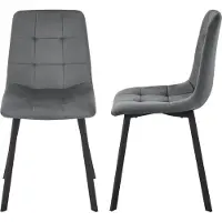 En.casa Chaise de salle à manger 'Lexnitz' lot de 2 velours acier gris foncé
