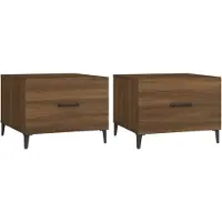 Syfax Tables basses avec pieds en métal 2 pcs Chêne marron 50x50x40cm