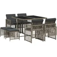 vidaXL Salon de jardin 9 pièces avec coussins Gris Poly Rattan